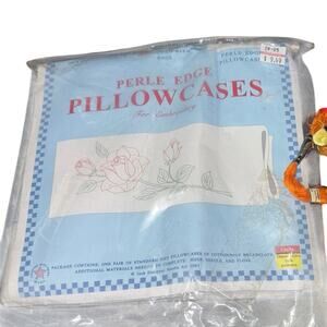 Vintage Pair of Standard Pillowcases Long Stemmed Rose New Old Stock Floral